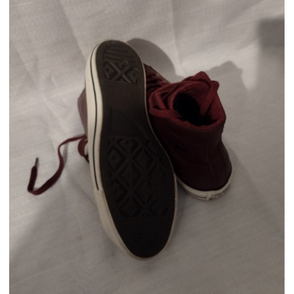 Converse All Star Women Size 9 Sneakers Burgundy Leather & Faux Fur Hi Top - Picture 4 of 5
